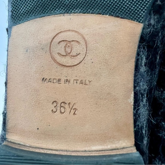 CHANEL | Tweed Cap Toe Loafers Flats CC Interlocking Logo Black Grey Plaid 36.5 - Picture 12 of 12